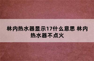 林内热水器显示17什么意思 林内热水器不点火